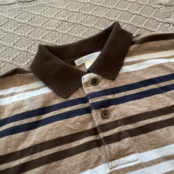 Janie and Jack Long Sleeved Brown & Blue Striped Polo Shirt ~ 5 - Picture 2 of 7